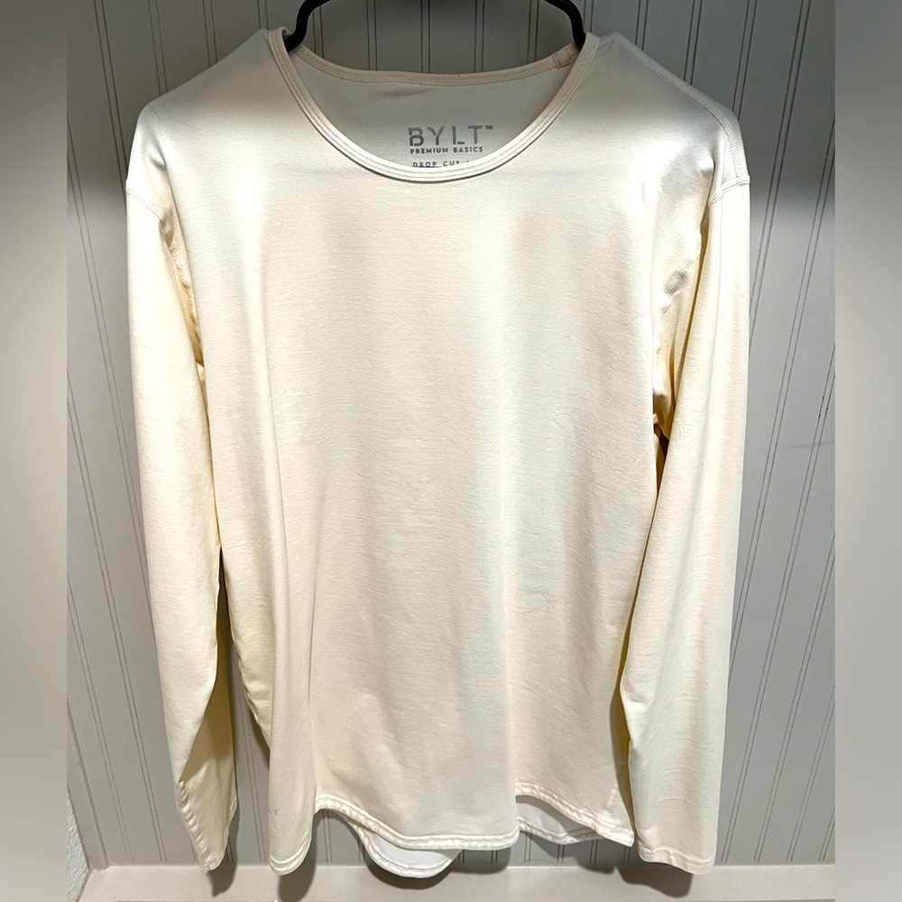 BYLT Drop-Cut Long Sleeve: LUX; Color: Bone; Size: Medium